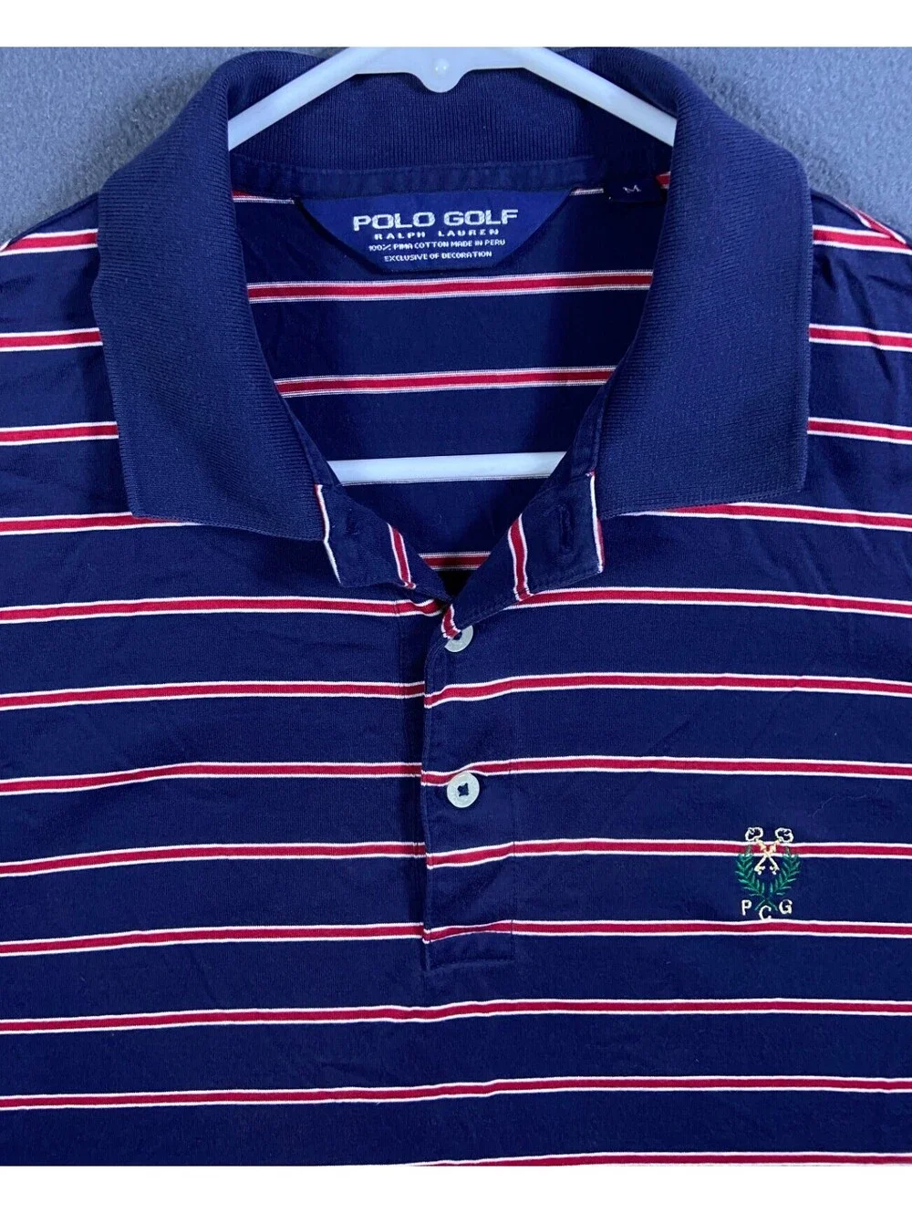 Ralph Lauren Polo Shirt Mens L Blue Pacific Coast Golf Club Pima Preppy Heritage